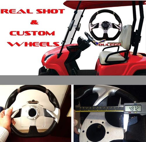 TakeLook - 13 inch Golf Cart Steering Wheel Fit for Yamaha /EZGO /Club Car /Star Car /Excar /icon and Other Most Models Golf Cart. (Steering Wheel - Flat)