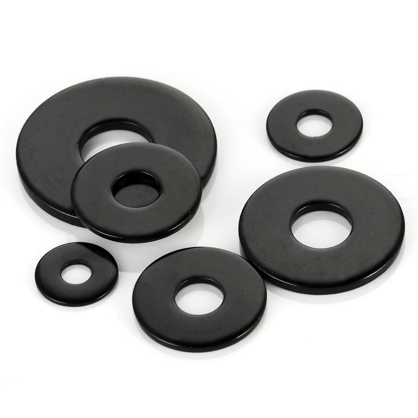 50 PCS 1/4" Stainless Flat Washers, 1" Outer Diameter, 18-8 (304) Stainless Steel Metal Washers for Screws and Bolts, Black Finish