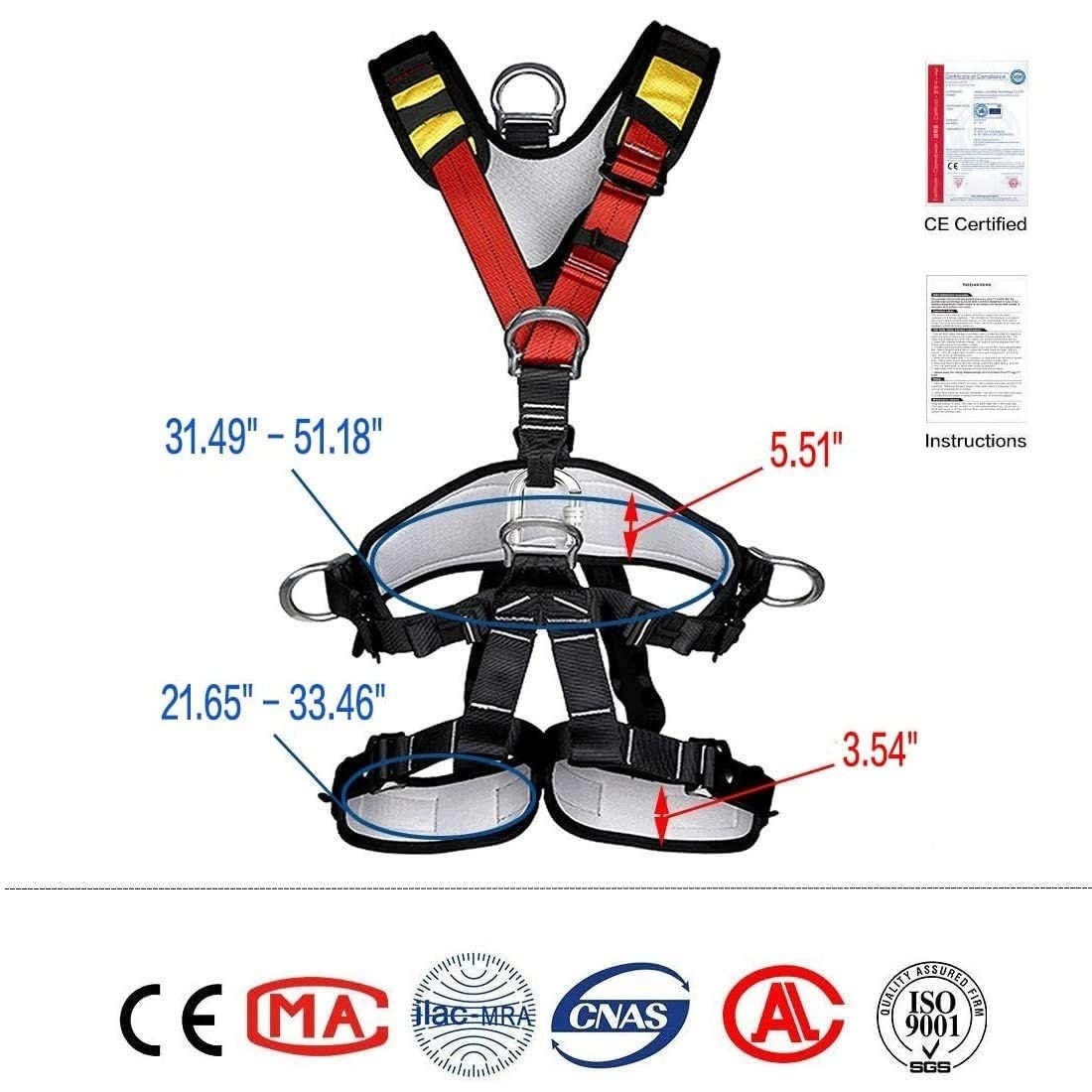 HandAcc Climbing Seat Belt, Large Size Safety Belt Climbing Gear for Tree Climbing, Fire Rescue, Rappelling