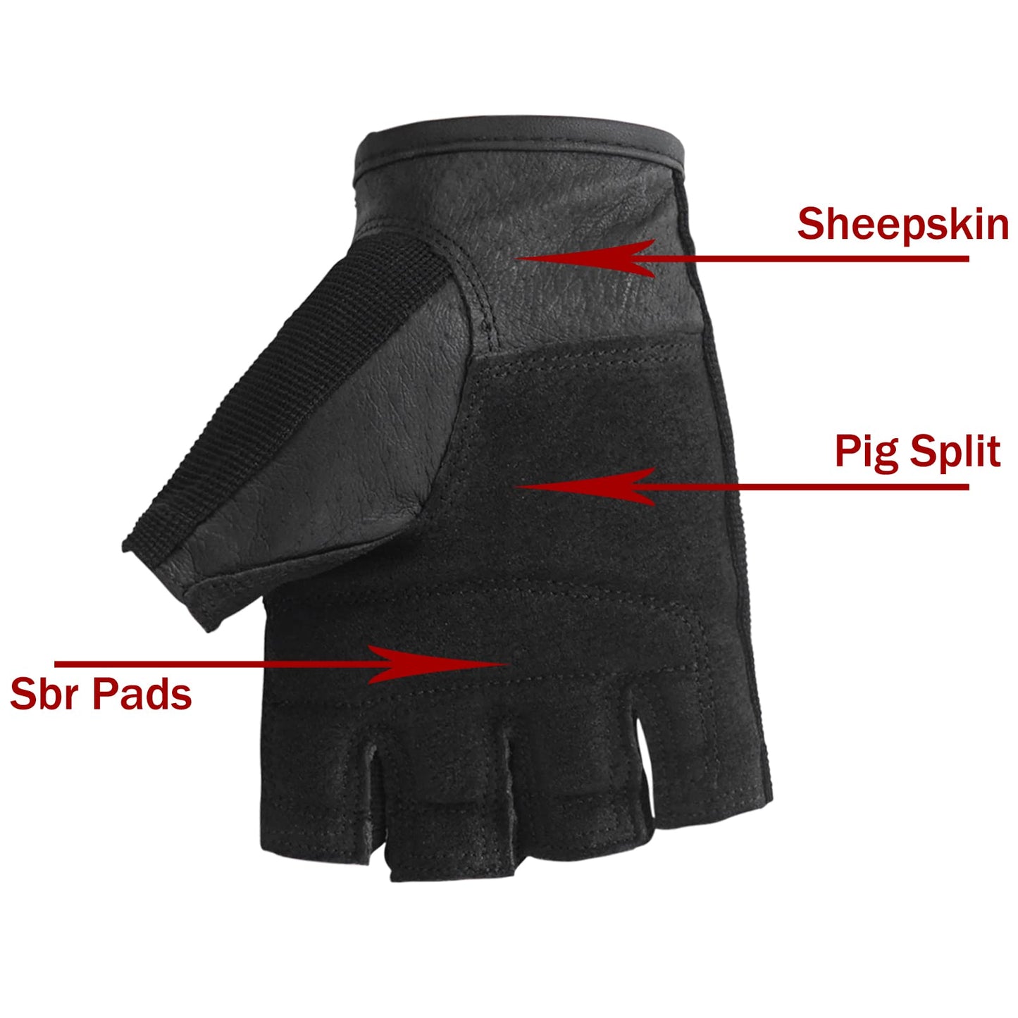 Luwint Mens Workout Gloves, Leather SBR Padded Exercise Gloves for Men Weight Lifting Breathable Snug Fit Gym Gloves for Weightlifting, Training, Fitness (Large)