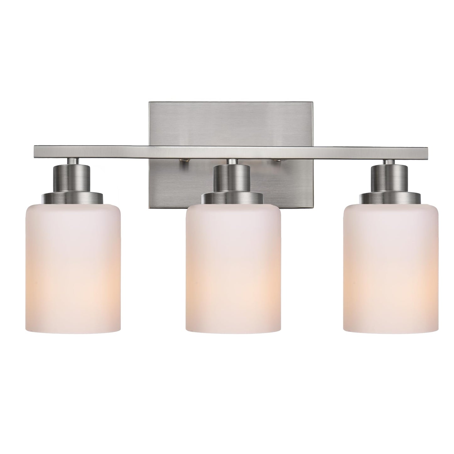 Wanluce 3-Light Bathroom Vanity Light Brushed Nickel Bathroom Lighting Fixtures Over Mirror with Opal White Glass Shade, Polished Nickel Finish Vanity Wall Sconces Fixtures for Bedroom Living Room