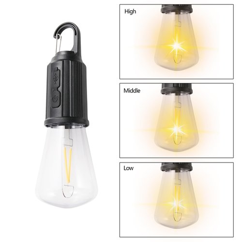 Vagocom 2Pcs Rechargeable Camping Light Bulbs,Portable LED Camping Lanterns,Hanging Tent Lamp with 3 Lighting Modes and Hook for Emergency, Hiking, Fishing, Backpacking,Power Outages