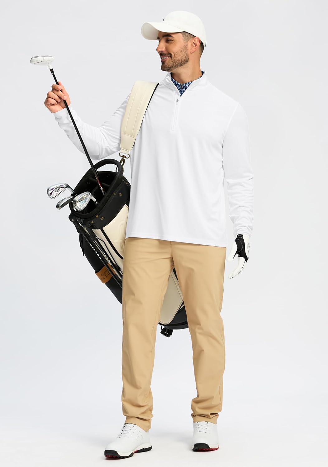Obla Golf Quarter Zip Pullover - Lightweight Men's Mock Neck Sweatshirt for Sun Protection | Long Sleeve