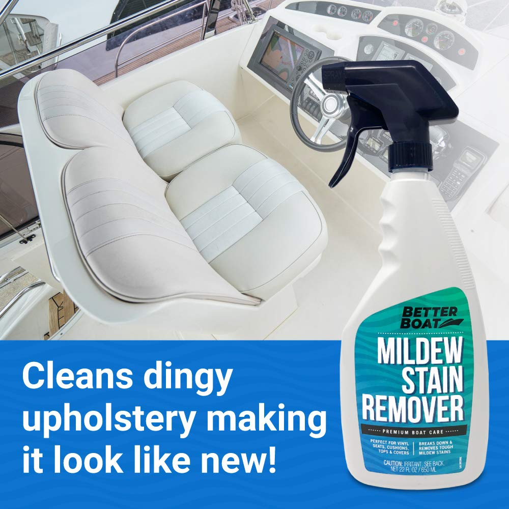 Better Boat Mold and Mildew Stain Remover 22oz Spray for Fabric Vinyl Tile Grout, Removes Mold Stains on Boat Seats Bathroom Shower Patio Furniture Carpet Canvas