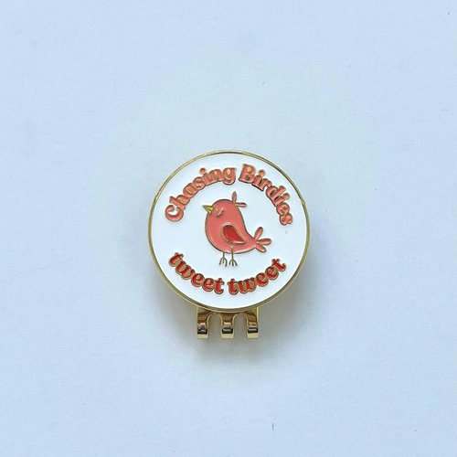 Sassy Caddy Chasing Birdies Golf Ball Marker with Magnetic Hat Clip – Gold-Tone Enamel, 1″ Stylish Ball Spot Marker