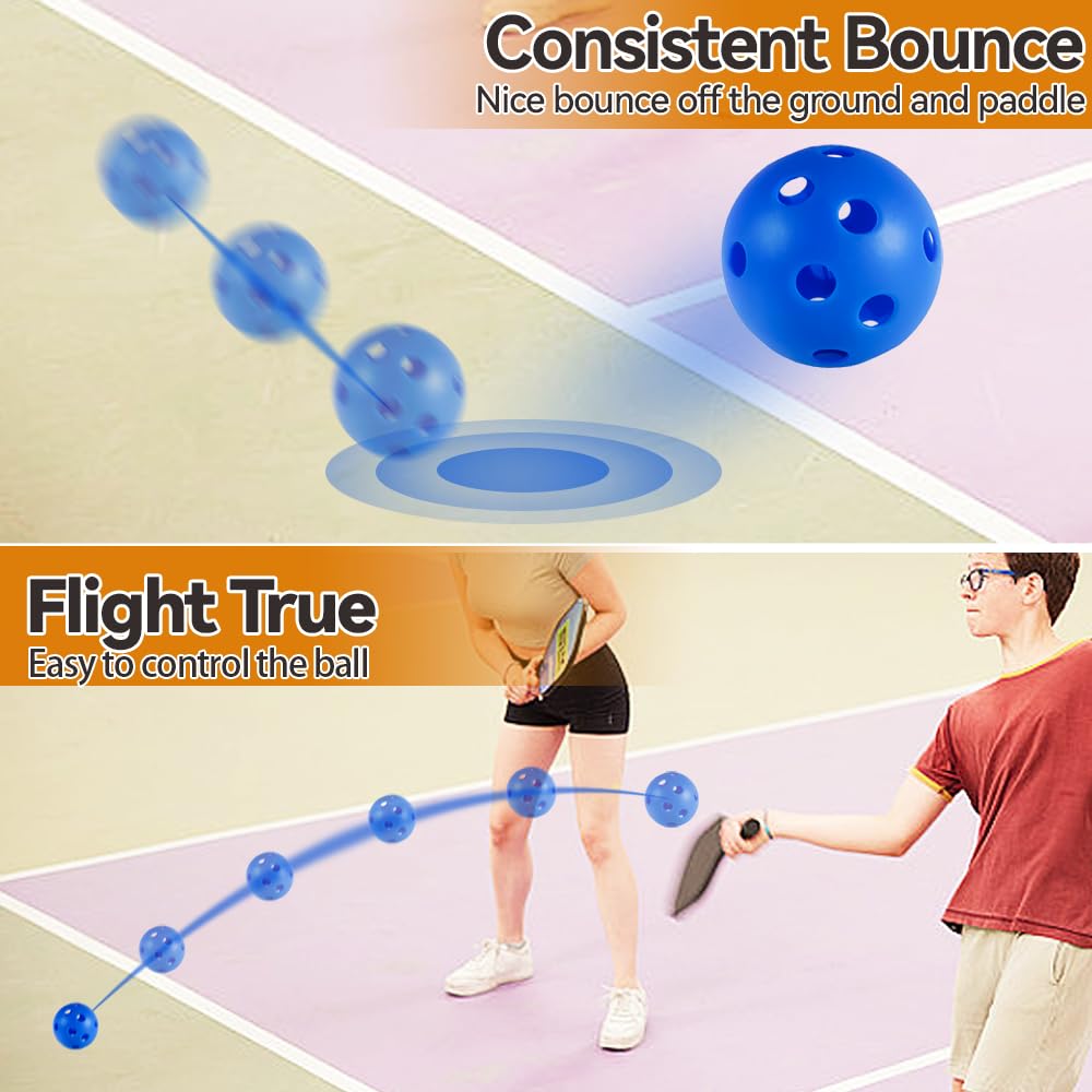 Fizzazzle Indoor Pickleball Set - 6 Pack 26 Holes - USAPA Standard - High Resilience & Durability Blue Balls