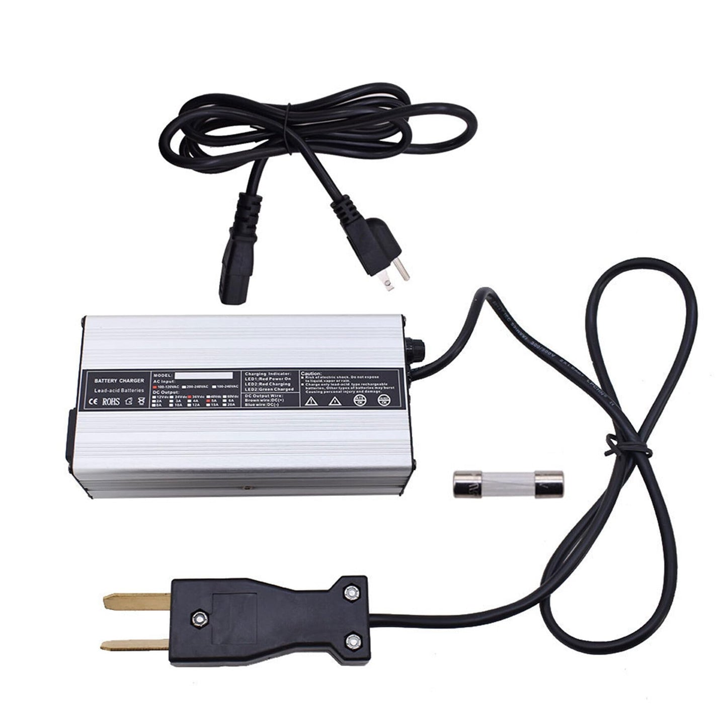 munirater 36V 5A Golf Cart Battery Charger Crow Foot 2 Prong Plug Replacement for Club Car DS TXT