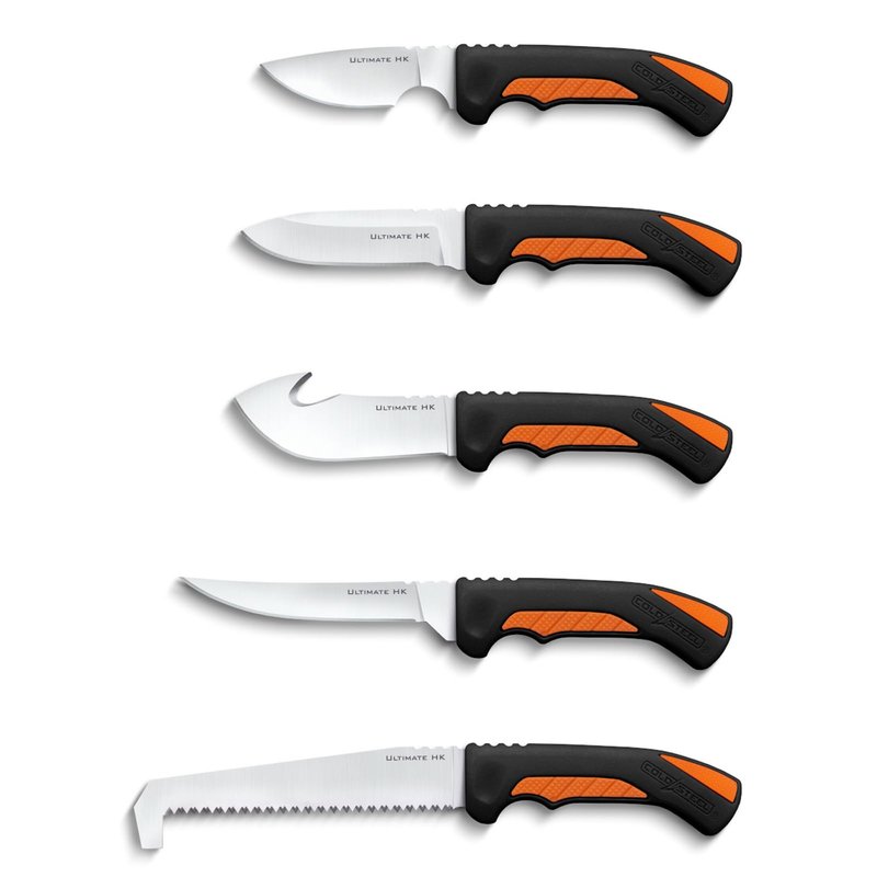 Cold Steel 5 Fixed Blade Knives Versatile Durable Hunting Kit - Sturdy 4116 SS Blades, Double-Textures Handles, Carrying Case Included