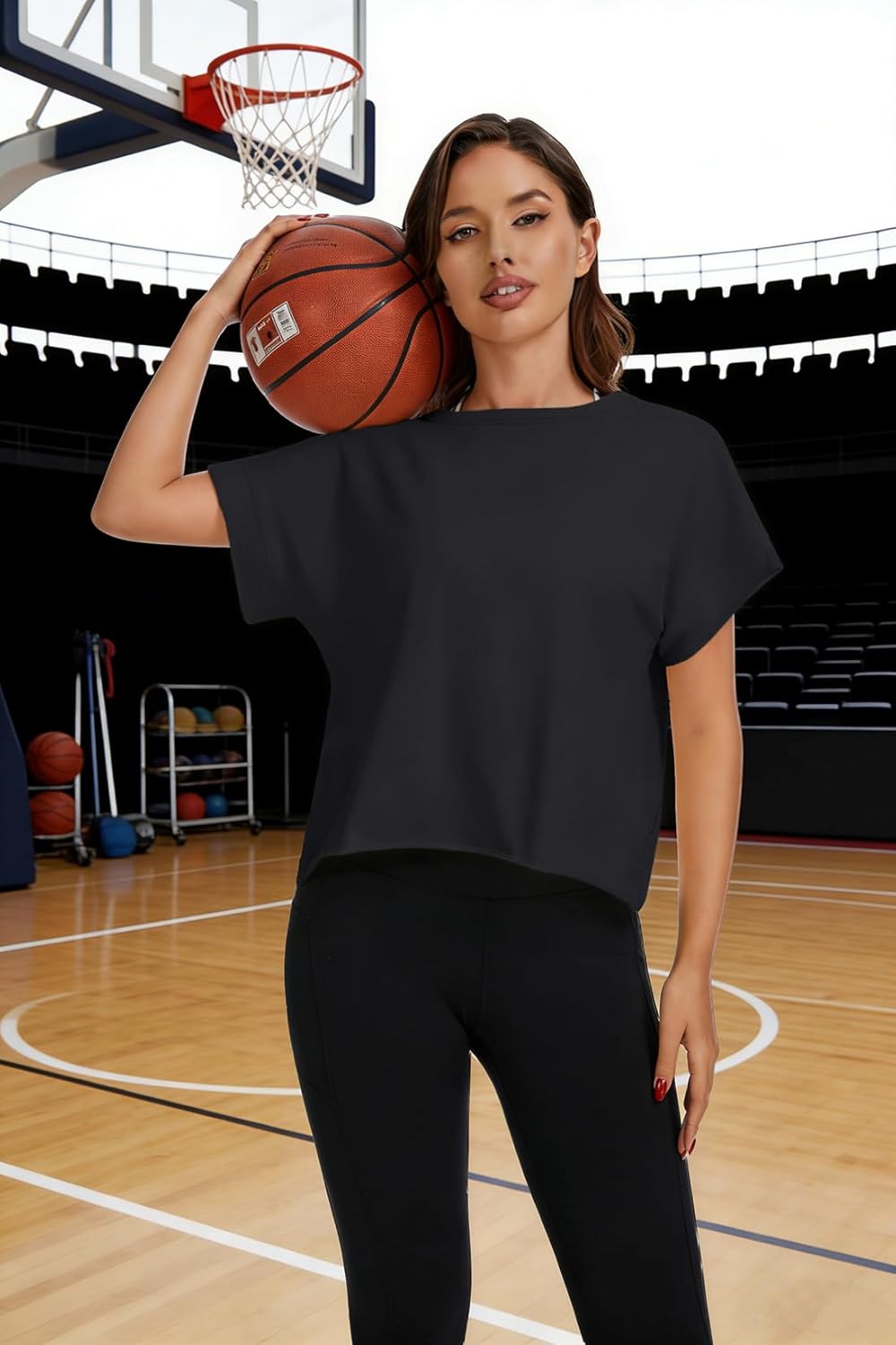 Skiennix Women's Open Back Workout Shirt - Cotton Short Sleeve Crop Top for Yoga & Fitness