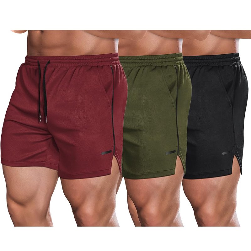 COOFADY 3 Pack Athletic Running Shorts for Men Quick Dry Gym Workout Shorts Lightweight Sports Short Pant with Pockets