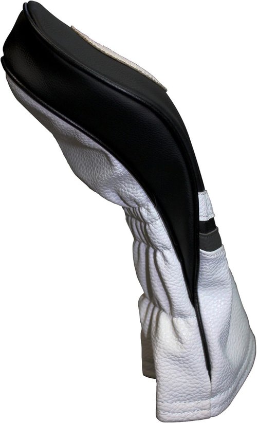 Majek Retro Golf Headcover Gray Black and White Vintage Leather Style 1 Driver Head Cover Fits 460cc Drivers