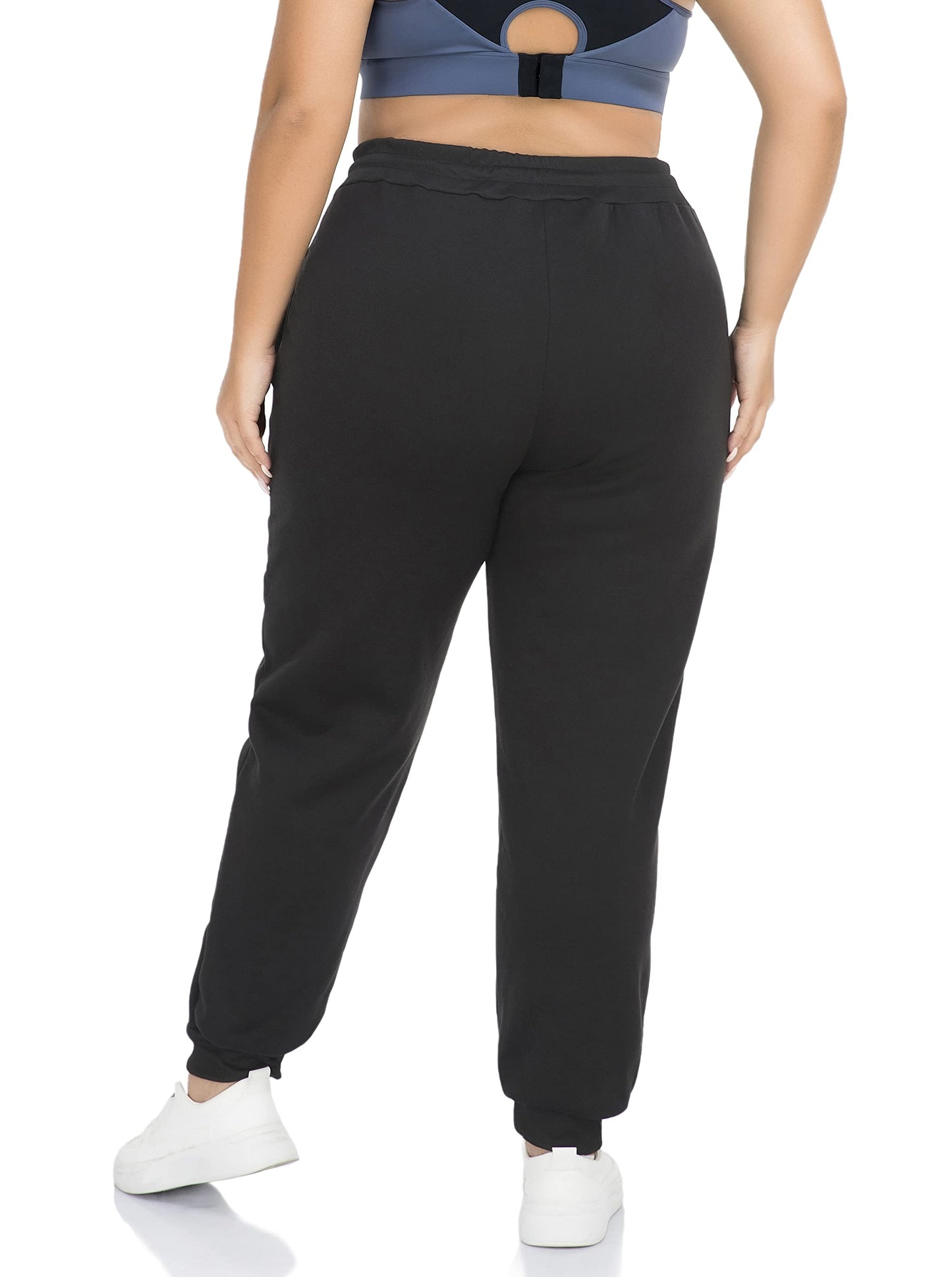 ZERDOCEAN Women's Plus Size Fleece Lined Sweatpants Joggers Pants Casual Active Pants with Pockets Black 3X