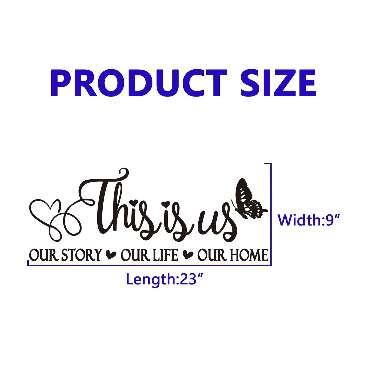 Inspirational Family Quotes Wall Stickers: Home Vinyl Art Wall Decals for Living Room Kitchen - This is Us Our Story Our Life Our Home 23" X 9"