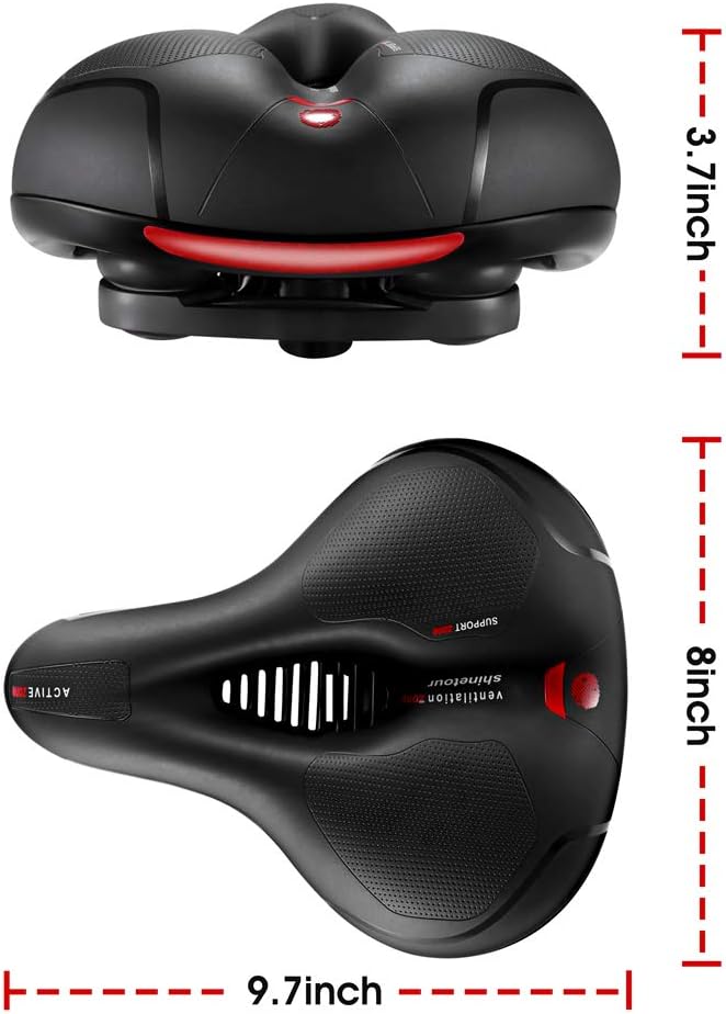 Skiennix Comfortable Bicycle Seat Cushion - Dual Shock Absorbing Memory Foam | Waterproof & Wide Design