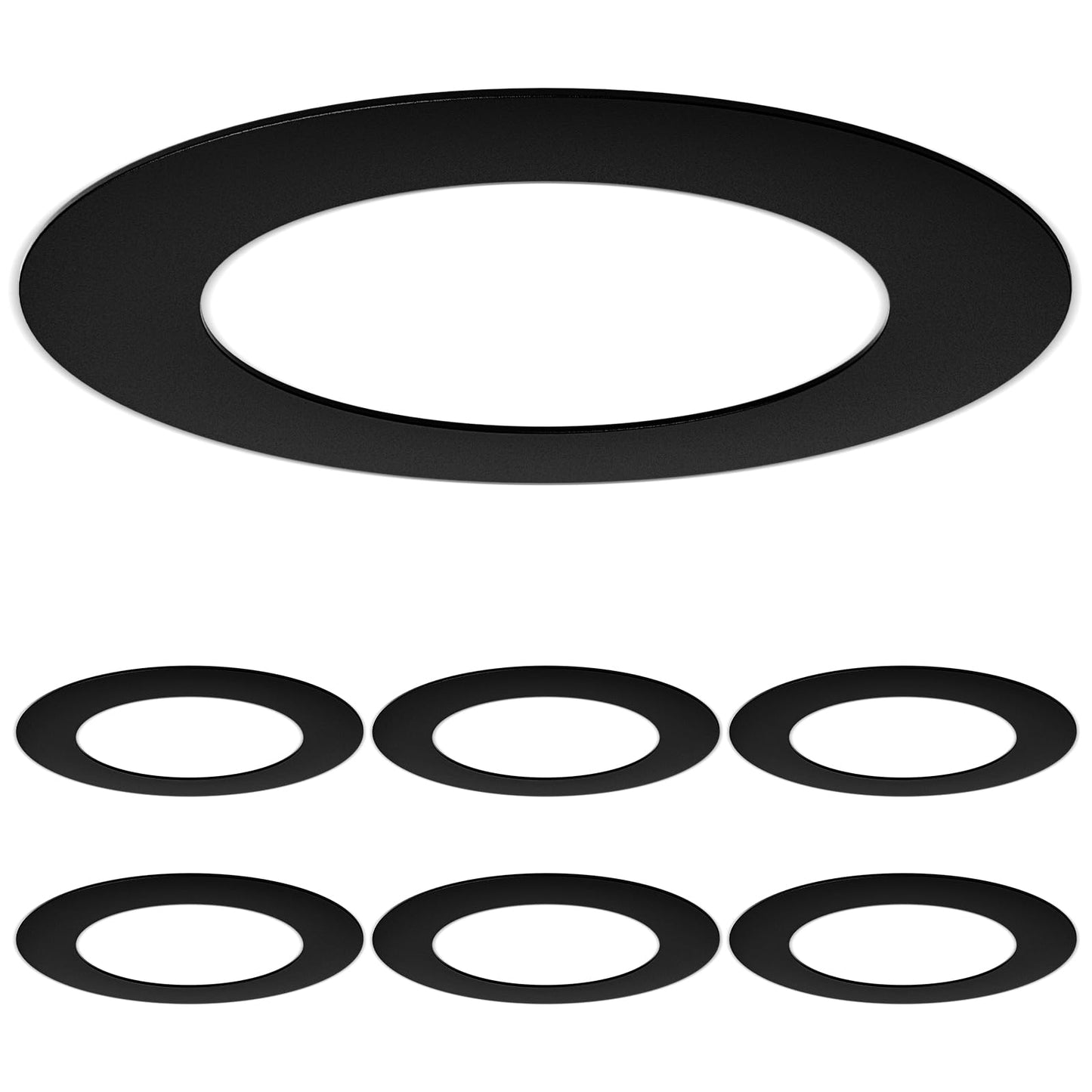 Amico 6 Pack Goof Rings for 6 Inch Recessed Lights, Can Light Trim Ring Cover, Outer Diameter 8.6-inch, Inner Diameter 6.2-inch, Durable Plastic Design, Black