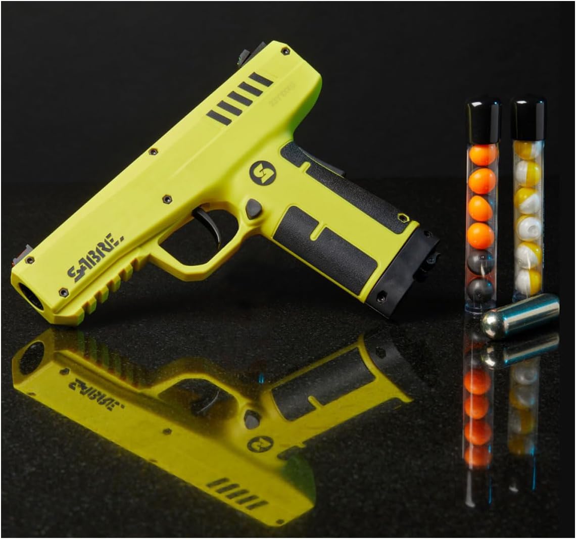 SABRE Pepper Projectile Launcher - Home Defense with Adjustable Sights | 7-Round Capacity, 350 FPS Velocity