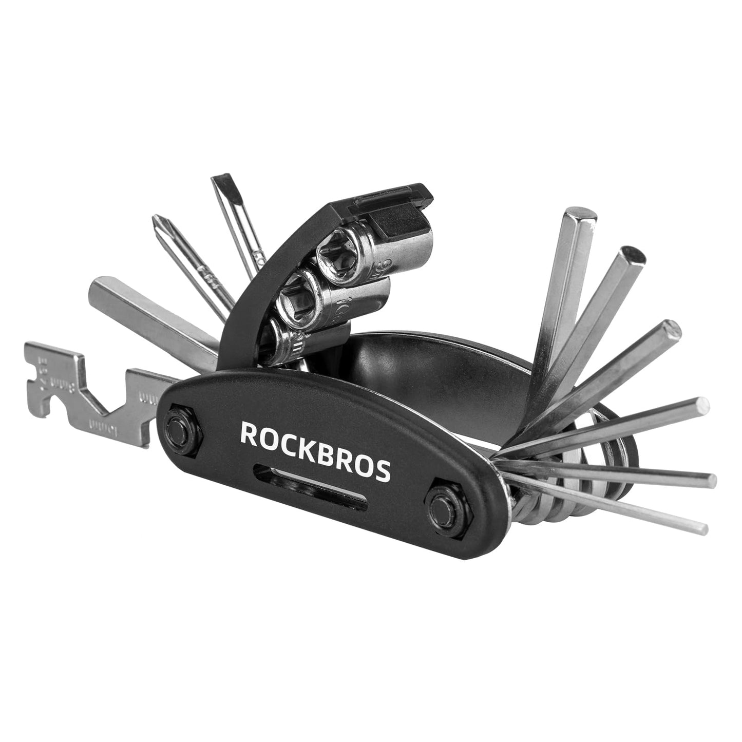 ROCKBROS 16 In 1 Multi-Function Bike Tool Kit - Portable Foldable Bike Multitool Cycling Tool Kit With Allen Wrench, Tire Levers