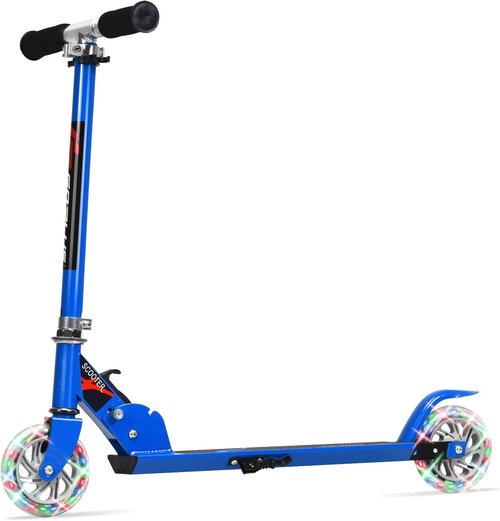 Goplus Folding Kick Scooter - Deluxe Aluminum with Flash Wheels & Adjustable Height | Perfect for Kids
