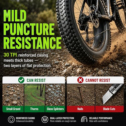 Kulifoo 20x4.0 Fat Tire Electric Bike Tire & Inner Tube - 1 Pack