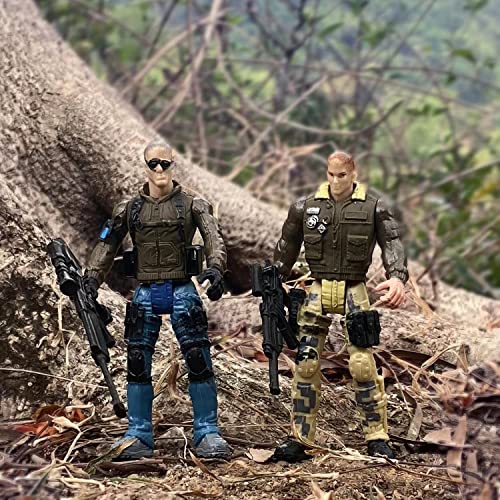 Army Men Action Figures Set - 6 Soldiers with Weapons - Blue