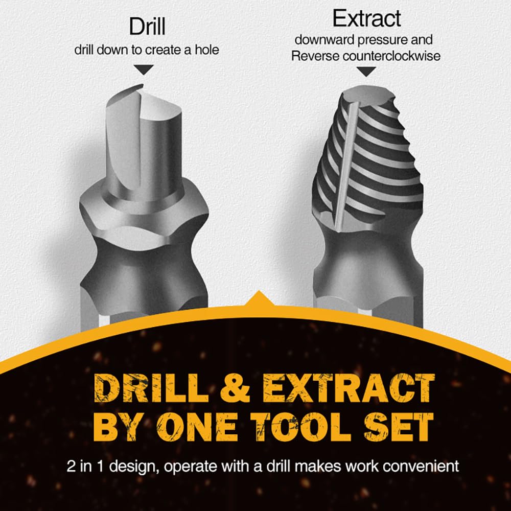 Gifts for Men,16 Pcs Damaged Screw Extractor Set Father's Day Gifts Christmas Stocking Stuffers for Adults Men, ez Out Screw Extractor, Stripped Screw Extractor Set of Rusty Broken Screws & Bolts