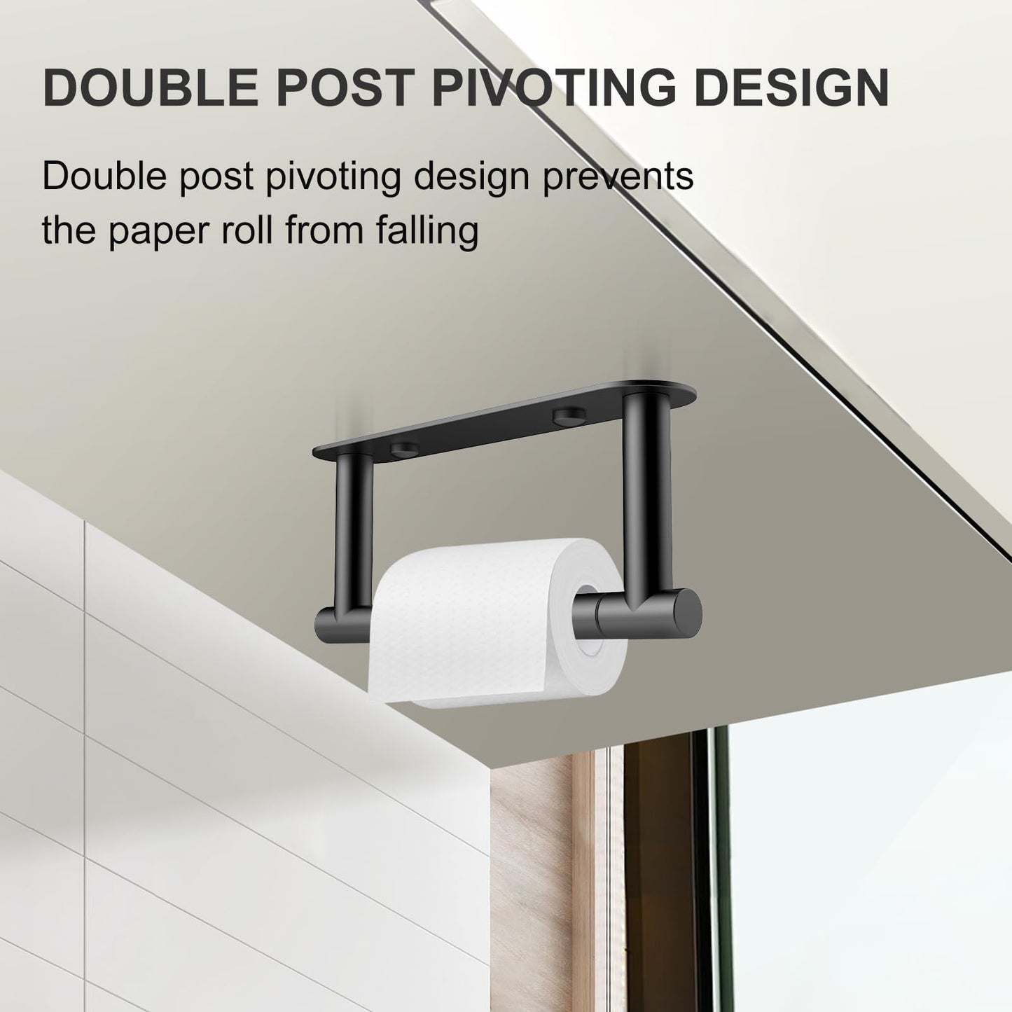SetSail Toilet Paper Holder Adhesive or Screw-in Matte Black Bathroom Toilet Paper Roll Holders Wall Mount Stainless Steel Tissue Holder for Bathroom Hardware Accessories
