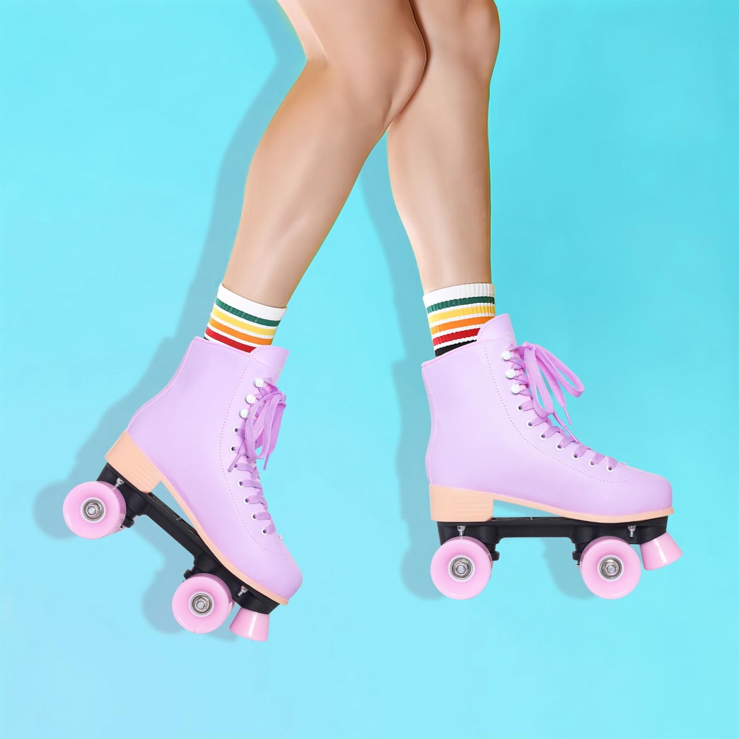 Nattork Roller Skates for Women Outdoor Indoor Four-Wheel Fun Fashionable Roller Skates for Men Girls Boys Purple