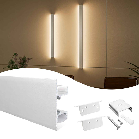 Muzata 5Pack 3.3FT/1M Wall Mount LED Channel U Shape LED Strip Diffuser Channel Silver Aluminum with Milky White Cover U124 WW 1M