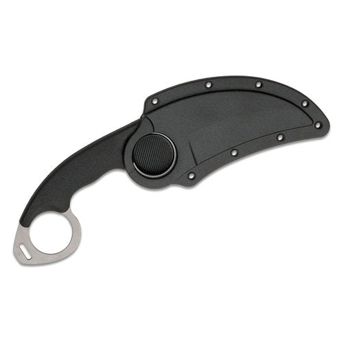 Cold Steel Double Agent Durable Lightweight Japanese AUS8A Steel Karambit Shape 3" Fixed Blade Tactical Outdoor Hunting Knife, Kray-Ex Handle, Secure-Ex Sheath - Plain Edge