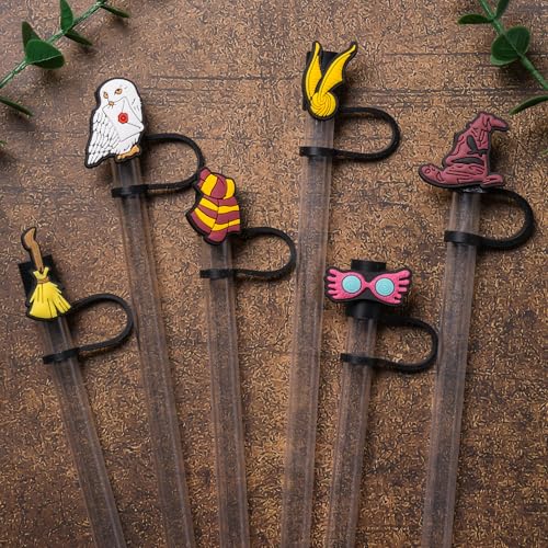 Silicone Straw Covers - 6Pcs Magic Toppers for Stanley Cup - Black Magic