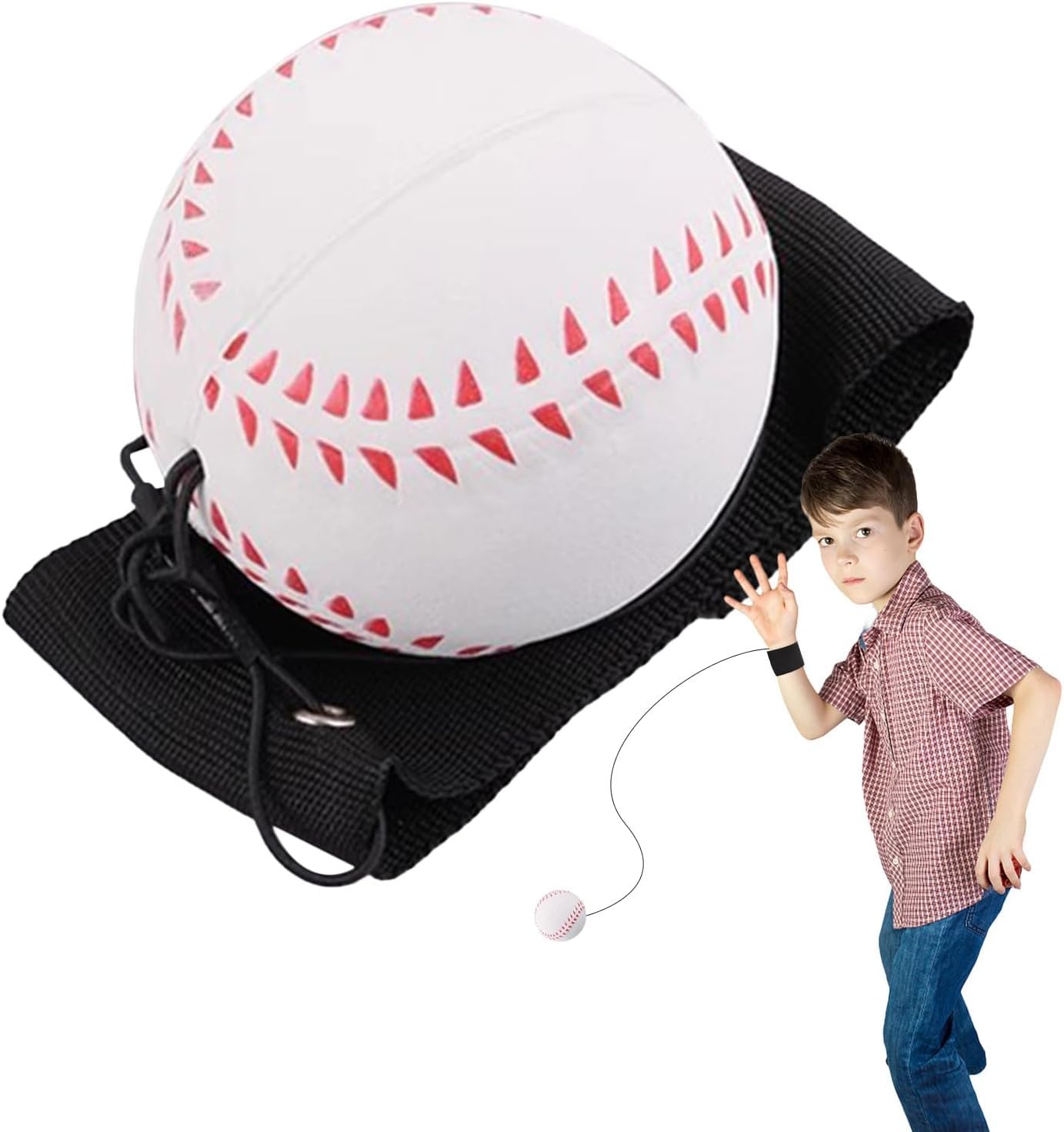Junfamilee White Wrist Return Ball Rubber Sport Ball with Wrist Strap and String | Rebound Sports Bouncy, Wrist Rebound Toy on Elastic String Toy for Teens Adults Exercise Play