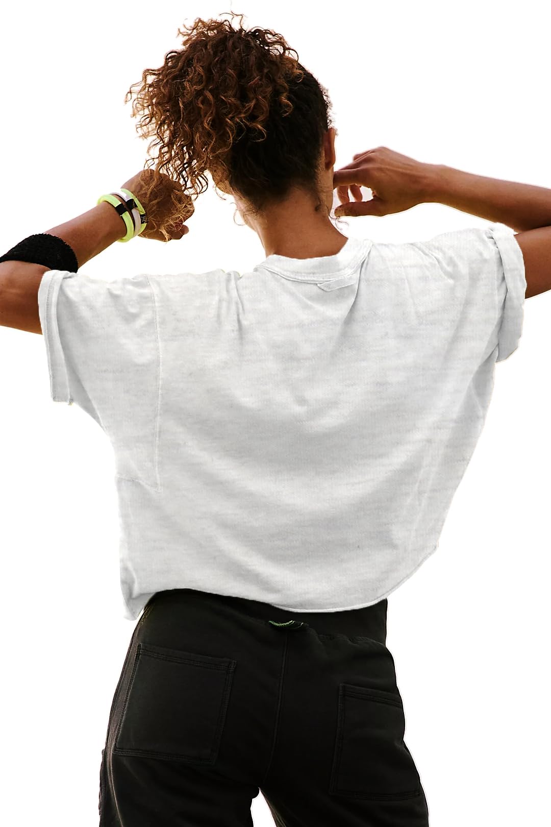 Trendy Solid Short Sleeve Long Crop Tops for Women Loose Ribbed Summer Womens Tops Casual Flowy Stretch Cotton Tees Athletic Running Yoga Sport Workout Tshirts Shirts for Teen Girls Light Grey S