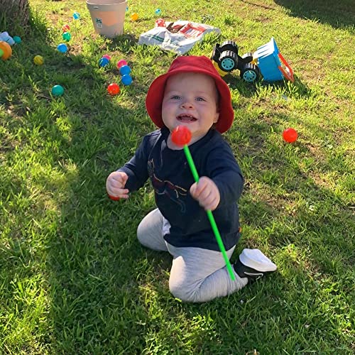 Toddler Sun Bucket Hat - Anti-UV Cotton Wide Brim, 1-3T Red