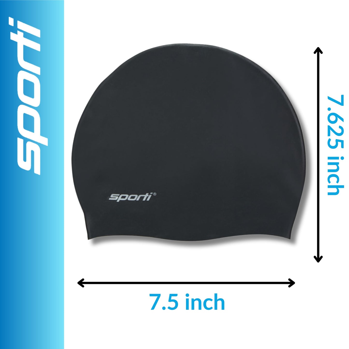 Sporti Silicone Swim Cap (Black)