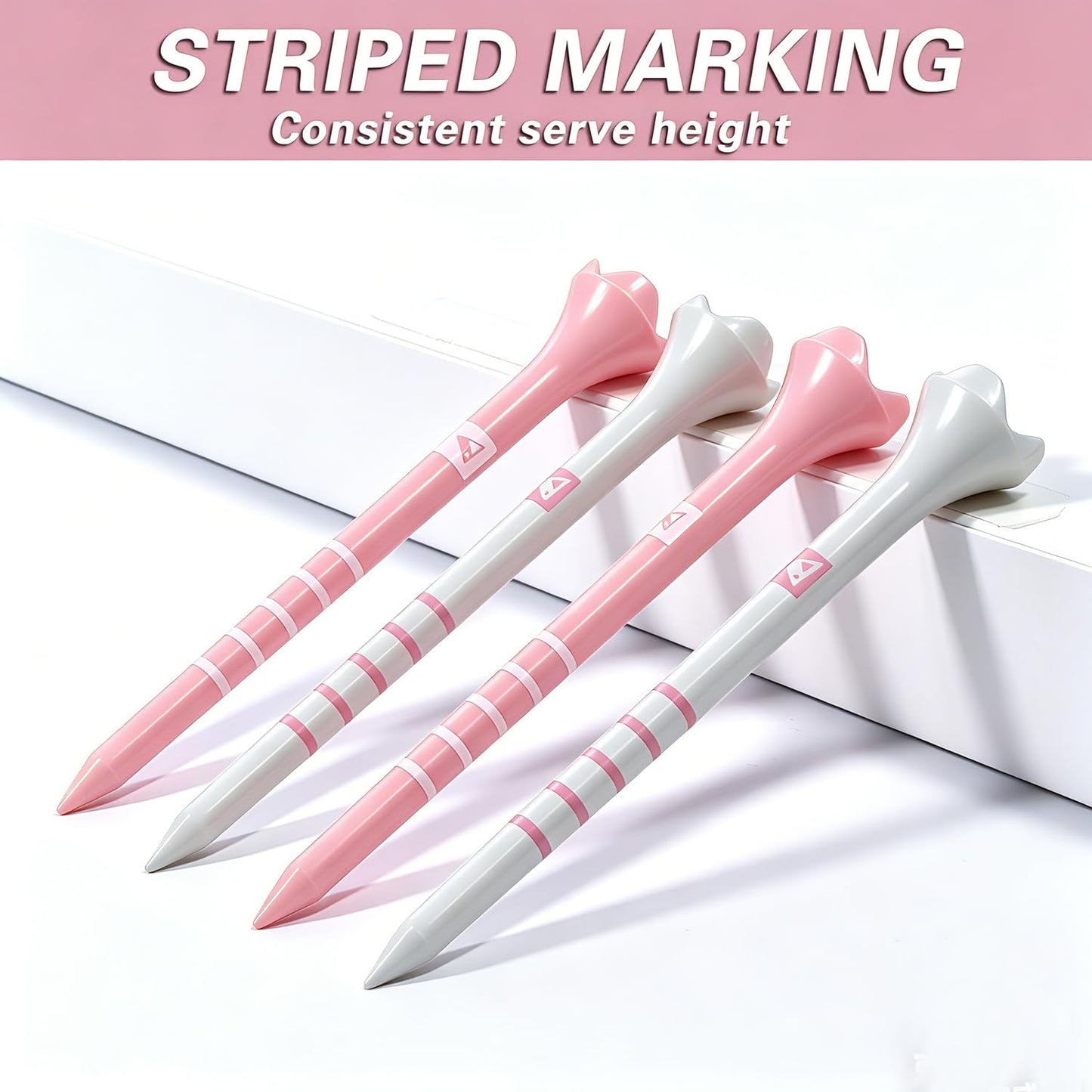 EWILLING Stable & Durable Plastic Golf Tees 60Pcs Size 2-3/4 Inch or 3-1/4 Inch Packaged in Plastic Jar with Lid Available Pink White Blue Color