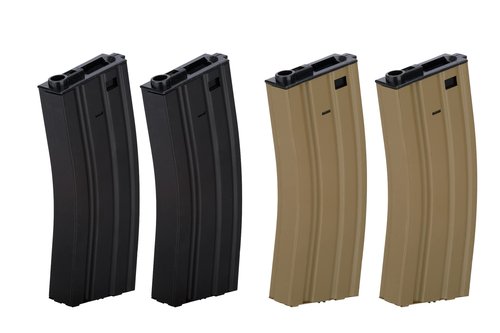 Lancer Tactical Full Metal M4/M16 300 Round High Capacity AEG Airsoft Magazine Clip High Tension Spring Feeds with Winding Wheel (Tan/Black X2)