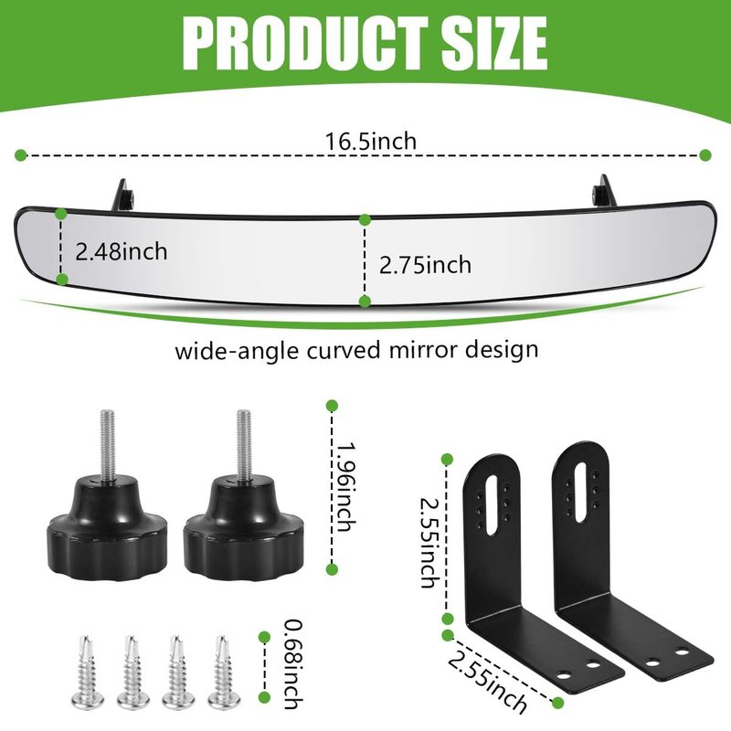 KISEER Golf Cart Rear View Mirror 16.5 Inch Adjustable Panoramic Wide Angle Golf Cart Rearview for Club Car EZ GO Yamaha and Others Carts