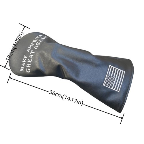 Golf Driver Headcover, USA Patriotism Golf Driver Head Cover fits for 460cc Drivers, Synthetic Leather Golf Club Covers for Men, fits for Taylormade, Cobra, Adams (Black)