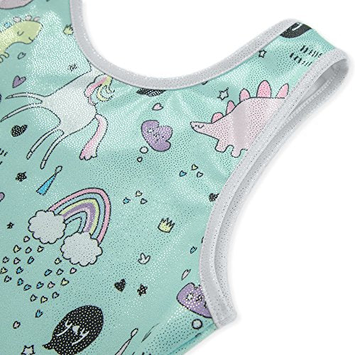 Gymnastics Leotard for Girls with Shorts - Aqua Blue
