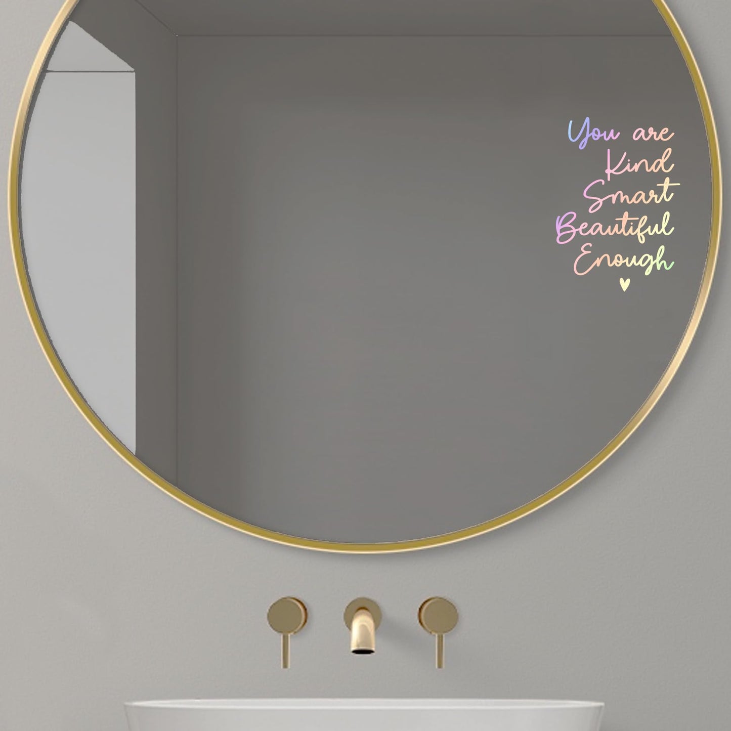 Mirror Sticker for Girls Room Bedroom - Vinyl Decal, Bathroom Wall Decals, Positive Affirmation, Slogan Wall Sticker, 5.5x7.7 Inch (Without Mirror)