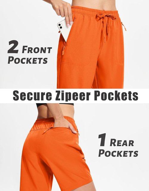 MAGCOMSEN Women's Hiking Shorts - Lightweight Quick-Dry, Water-Resistant with 3 Zipper Pockets | 8" Length