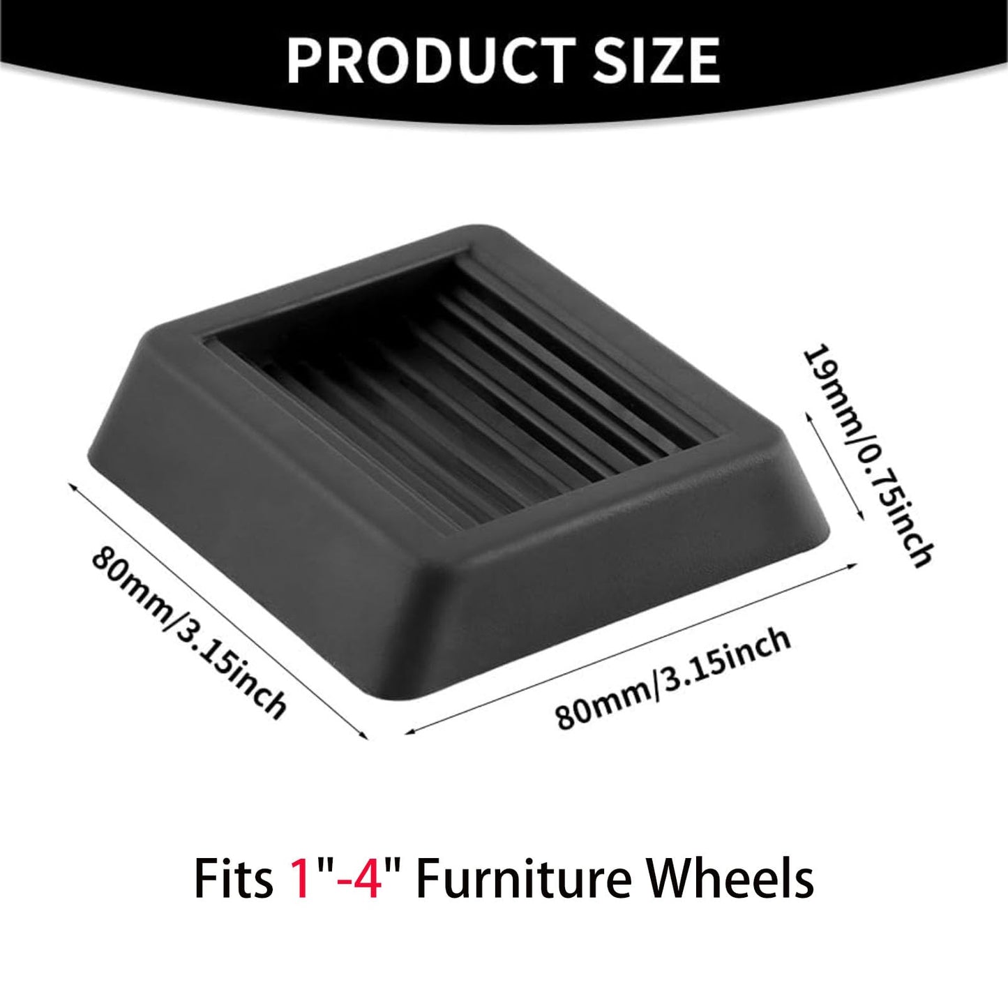 Non Slip Furniture Pads Wheel Stoppers for Office Chairs Beds Couches Prevent Sliding on Carpet Hard Floors Fits 1-4 Inch Wheels Silicone Caster Cups Durable Grips (5 PCS)