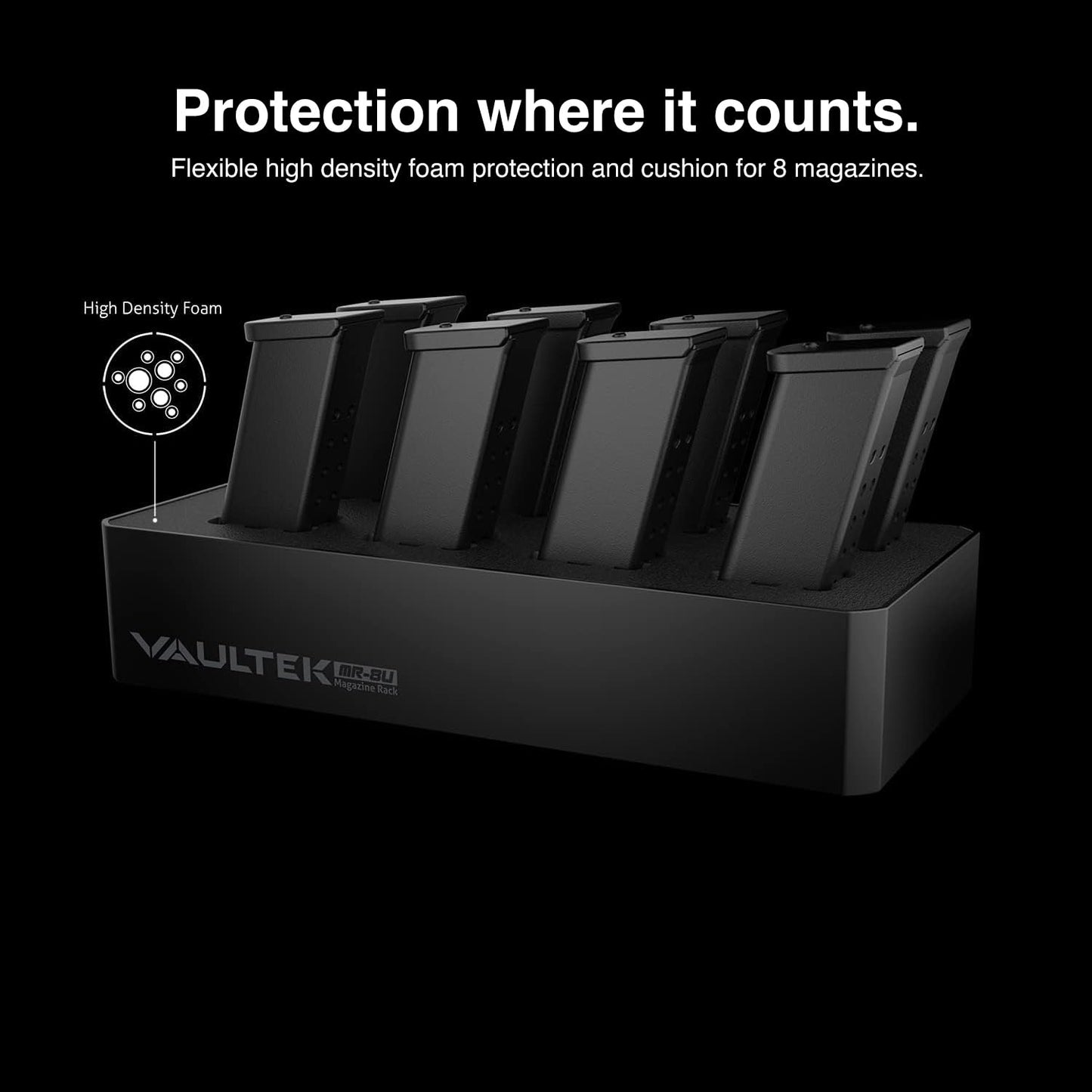 VAULTEK Modular Magazine Rack (8) Slot High Density Foam Ammunition Storage (Universal Magazine Rack)