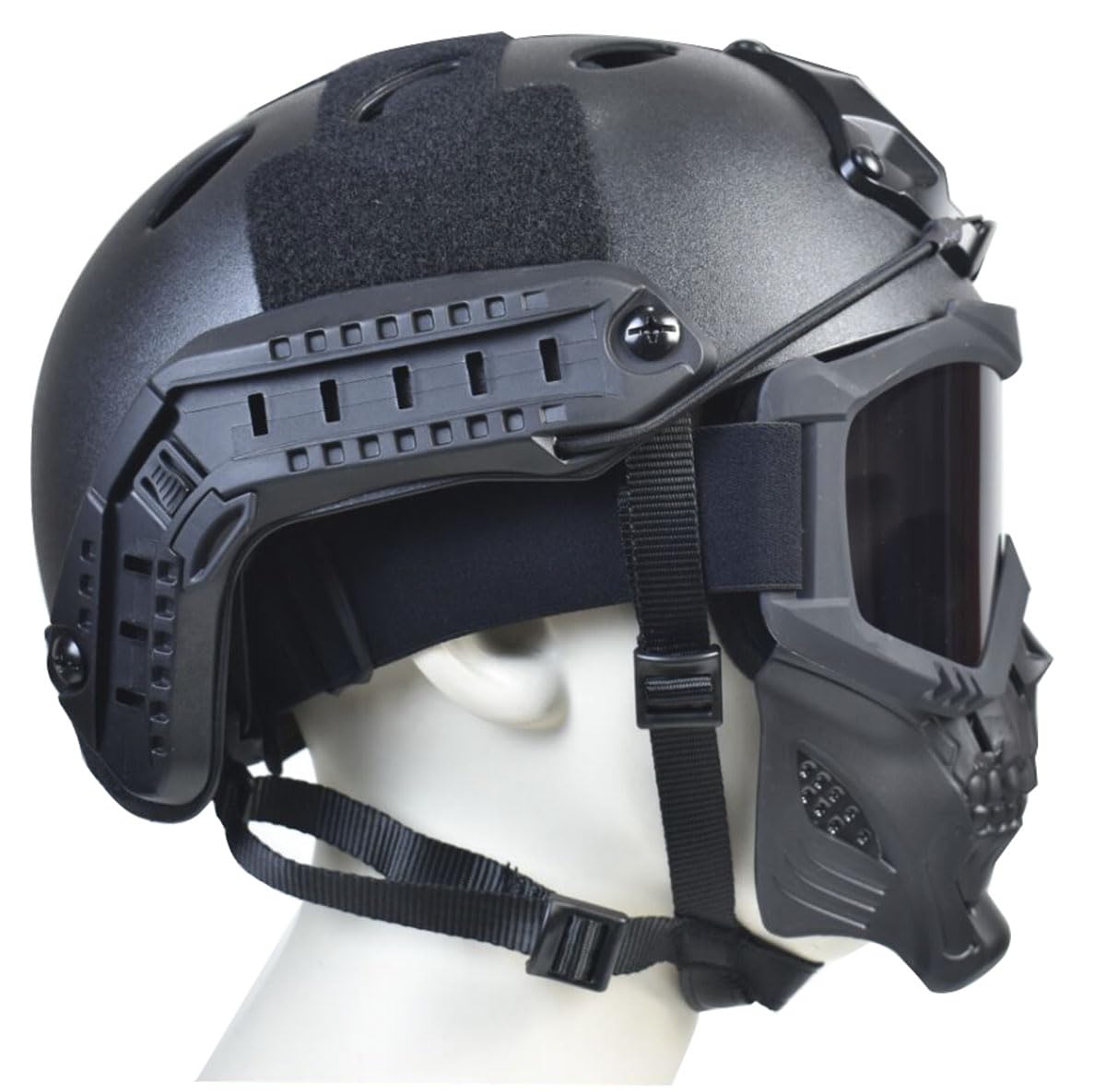 Airsoft Mask Full Face and Detachable Anti Fog Airsoft Goggles Eye Protection and Tactical Airsoft Fast Helmet Adjustable knob for Teenagers and Adults (Black Lens)