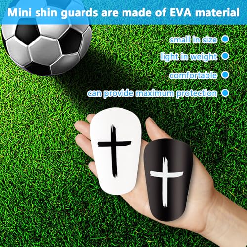 Mini Soccer Shin Guards - Lightweight Protective Pads - Black & White - 2 Pair
