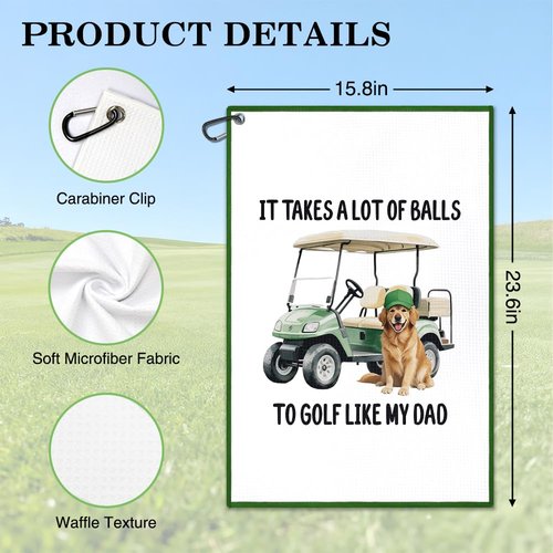 Juoqg It Takes A Lot of Golf Towel, Fun Golf Bag Towel with Clip, Dog Lover Golfing Accessories, Golfing Gifts for Pet Owner Friend, Father Christmas Retirement Birthday Gifts for Golfer Dog Dad Lover