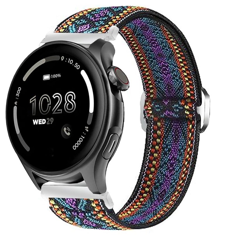 Compatible with Cubitt Viva Pro Smart Watch Band, Lamshaw Stretch Elastics Nylon Adjustable Replacement Strap Accessories Compatible for Cubitt Viva Pro, Viva, Aura Pro, Aura Smart Watch (Purple Blue, 22mm size band)