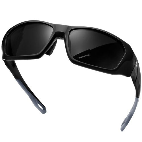 KANASTAL Wrap Around Polarized Sunglasses Men Women UV400 Sports Sun Glasses Fashion Square Sun Shades Black