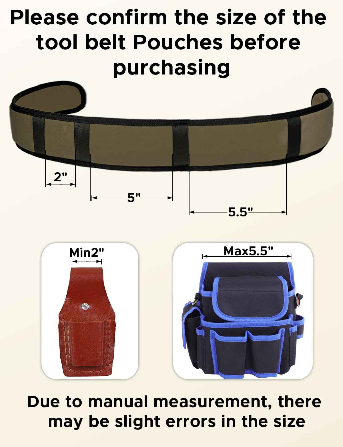 3.5 Inch Heavy-Duty Padded Work Belt,Tool Belt Fits Waists 29 To 48 Inches，Adjustable Holds Most Tool Belt Pouches Green