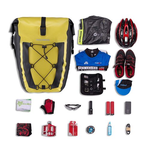 ROCKBROS Bike Pannier Waterproof 27L Large Capacity Bike Bag Rear Rack Bicycle Pannier Bag Waterproof for Grocery Touring Cycling Yellow*1